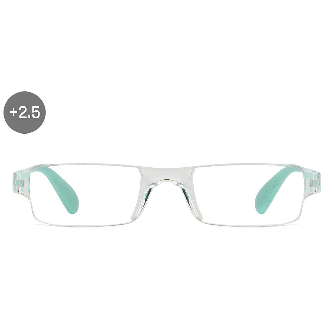 LENSKART BLU READERS Transparent Sky Blue Rimless Rectangle LENSKART BLU READERS VC E11335 Only for 2 5 Prefitted Powers left side
