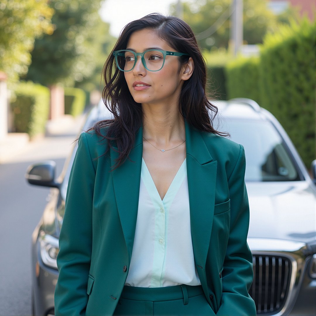 Lenskart Hustlr Screen Glasses Blue Block Zero Power Screen Glasses : Turquoise Full Rim Square Lenskart HUSTLR LB E14058-XW C53 right side