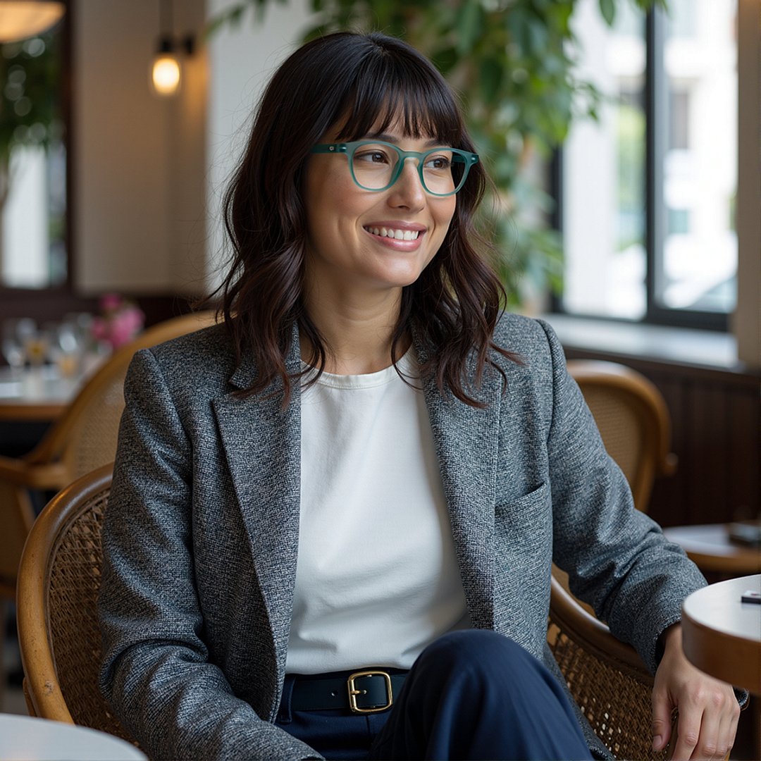 Lenskart Hustlr Screen Glasses Blue Block Zero Power Screen Glasses : Turquoise Full Rim Square Lenskart HUSTLR LB E14058-XW C53 right side