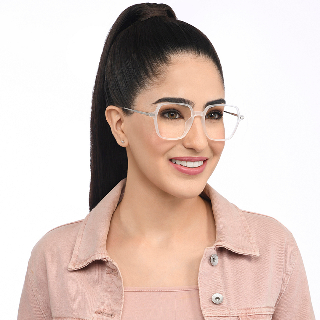 Lenskart White Full Rim Geometric left side