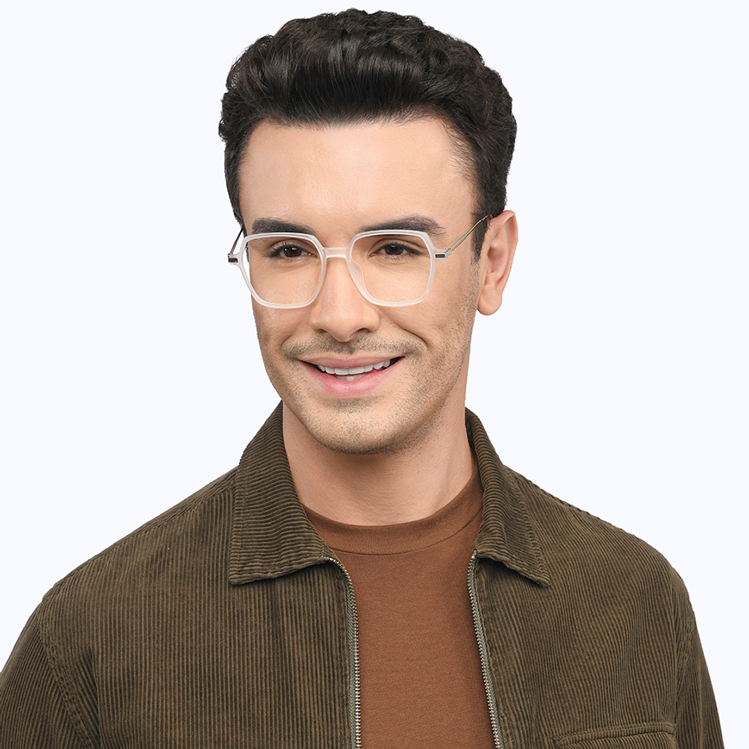 Lenskart White Full Rim Geometric left side