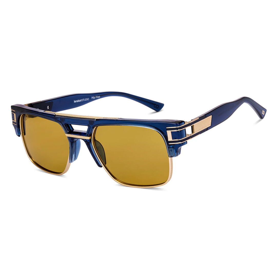 Yellow Navy Blue Full Rim Rectangle Lenskart Studio VC Sun Non