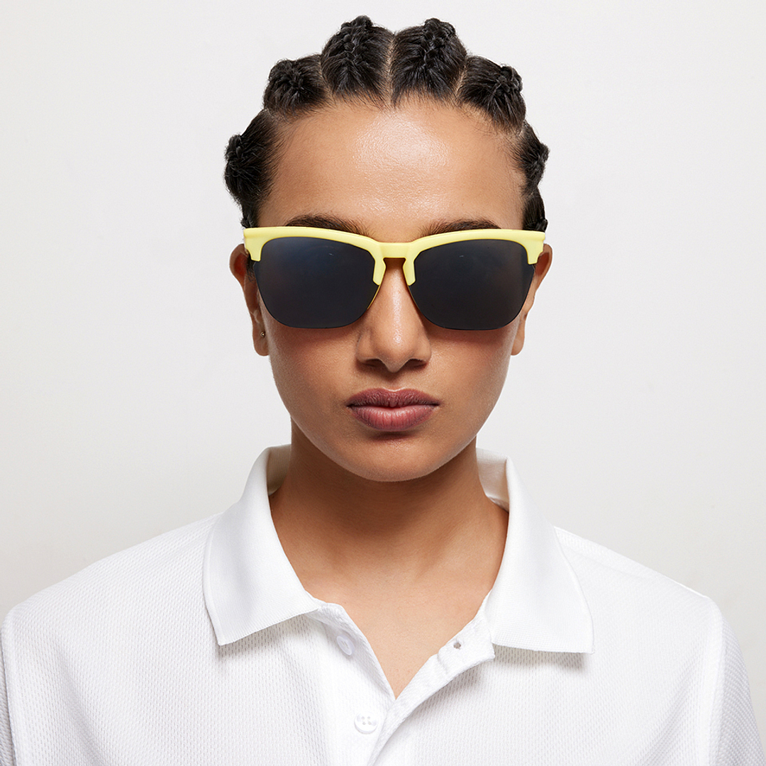 Lenskart Boost Online Yellow Half Rim Square left side