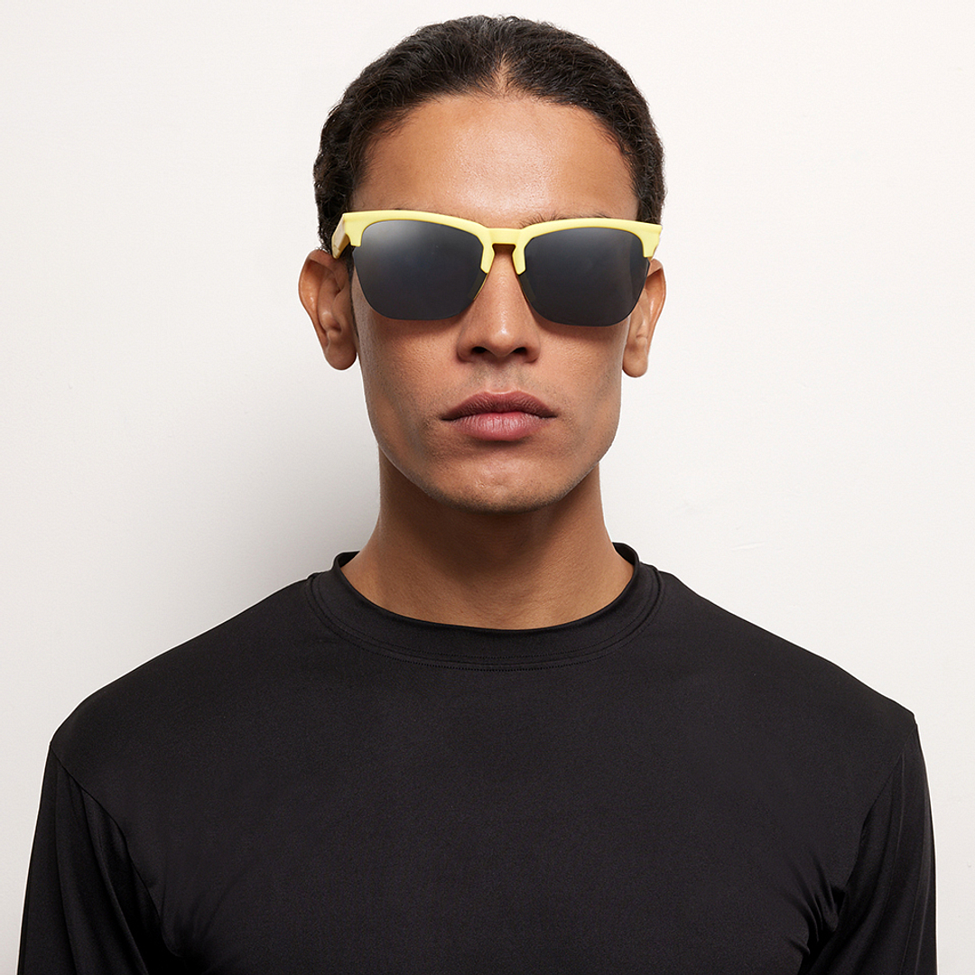 Lenskart Boost Online Yellow Half Rim Square left side