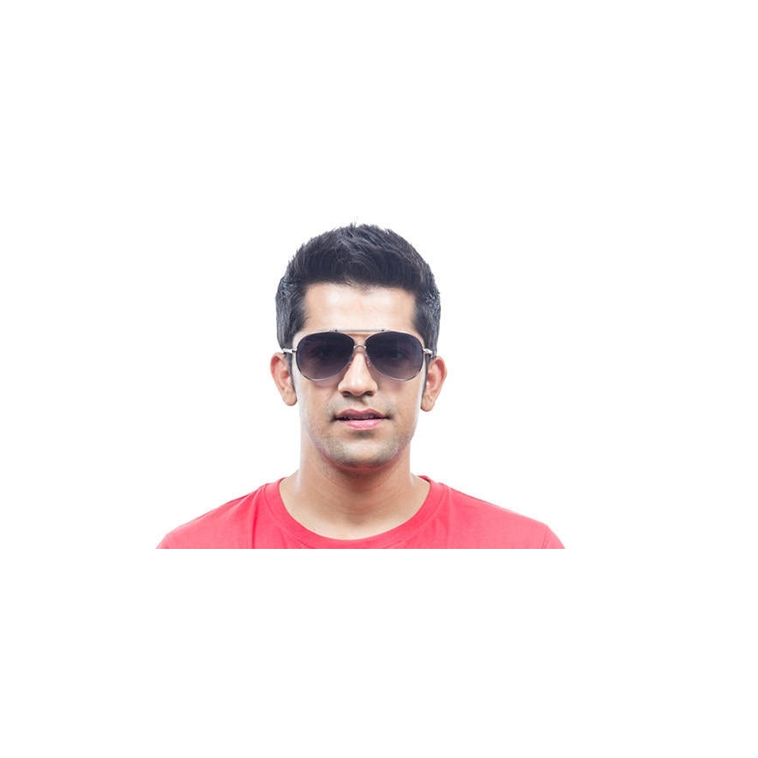 BRANDED Silver Full Rim Aviator left side