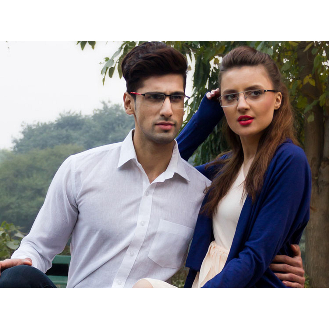 Lenskart Air Online Mid Gunmetal Half Rim Rectangle left side