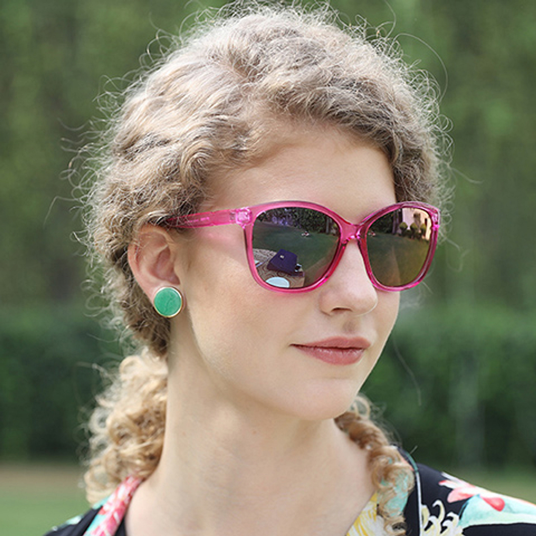 BRANDED Pink Transparent Full Rim Cat Eye right side