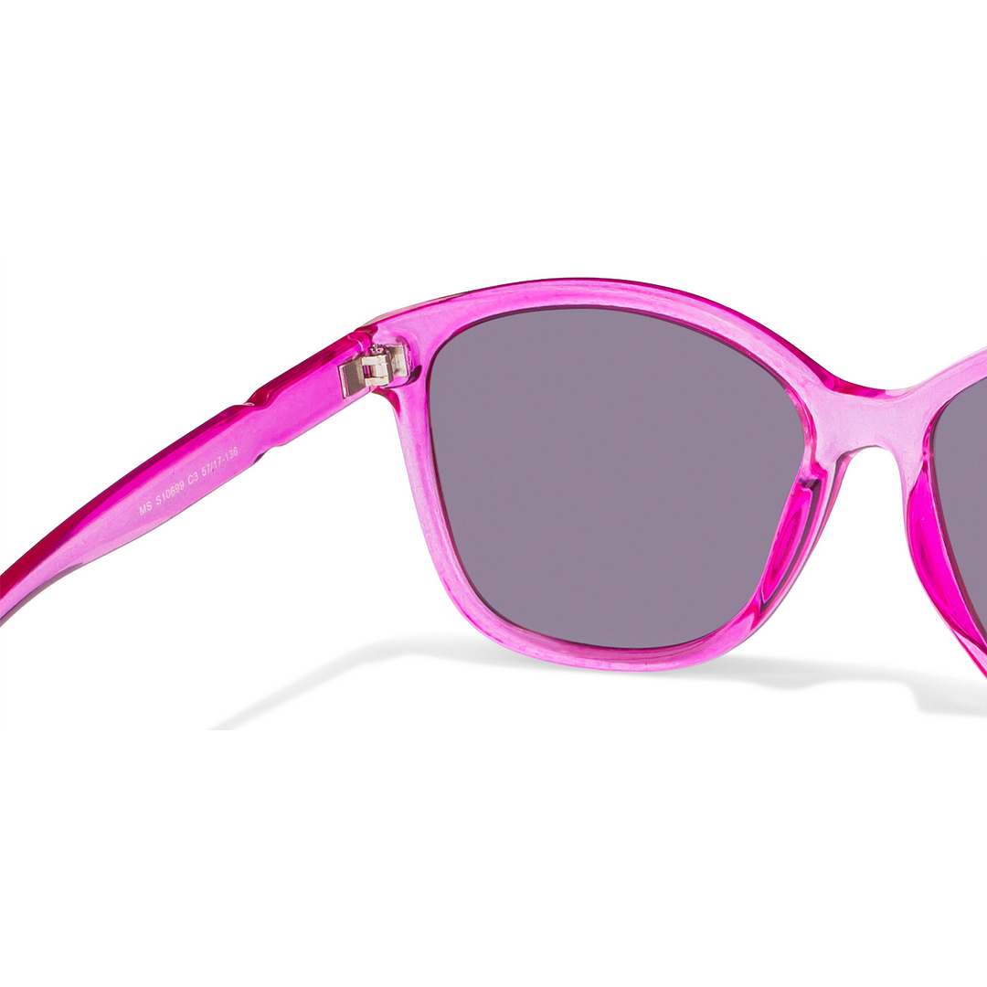 BRANDED Pink Transparent Full Rim Cat Eye left side