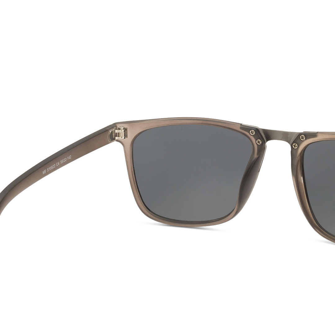 BRANDED Grey Transparent Full Rim Rectangle left side