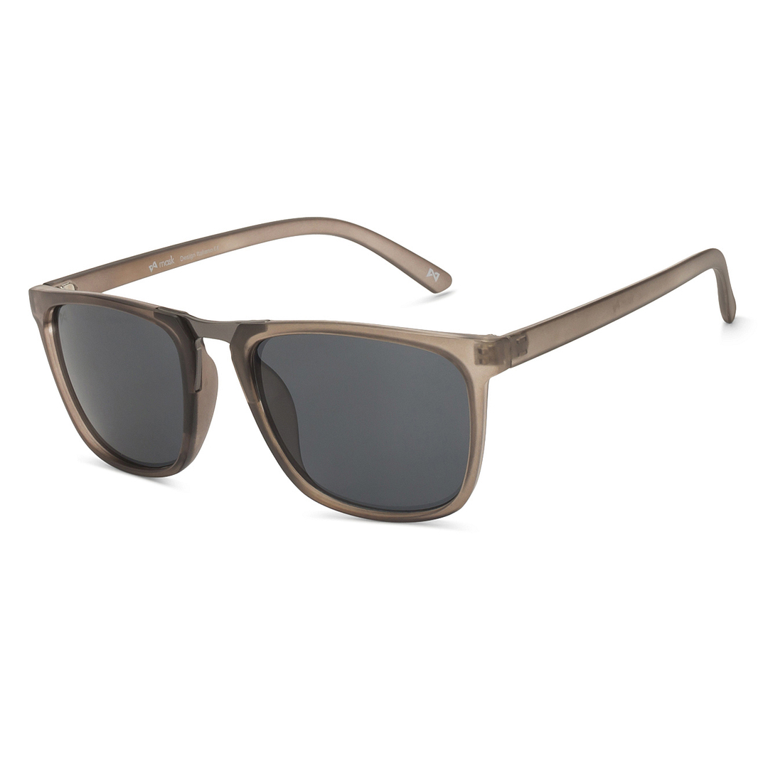 BRANDED Grey Transparent Full Rim Rectangle left side