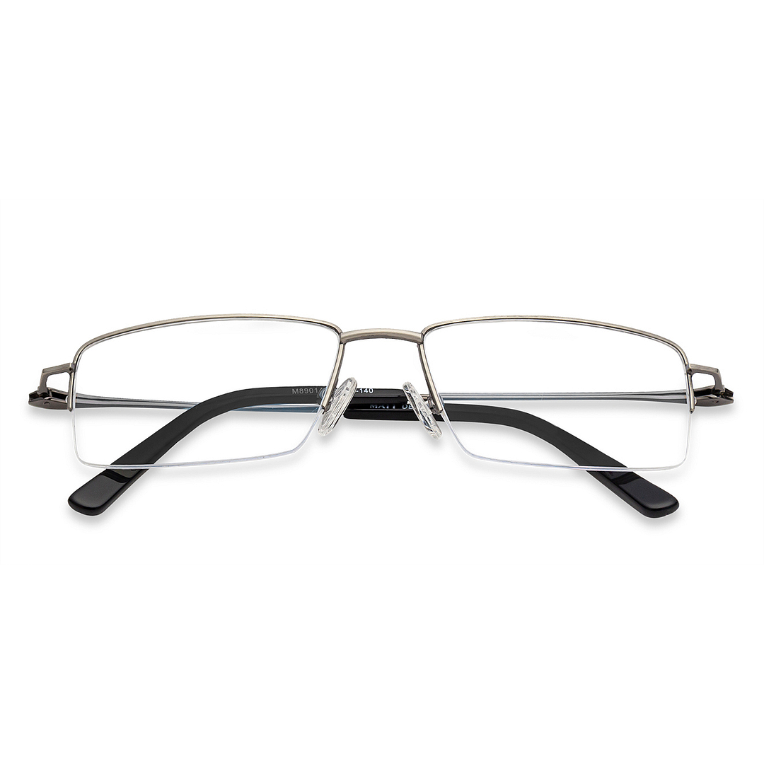Buy Gunmetal Black Half Rim Rectangle Vincent Chase SLEEK STEEL