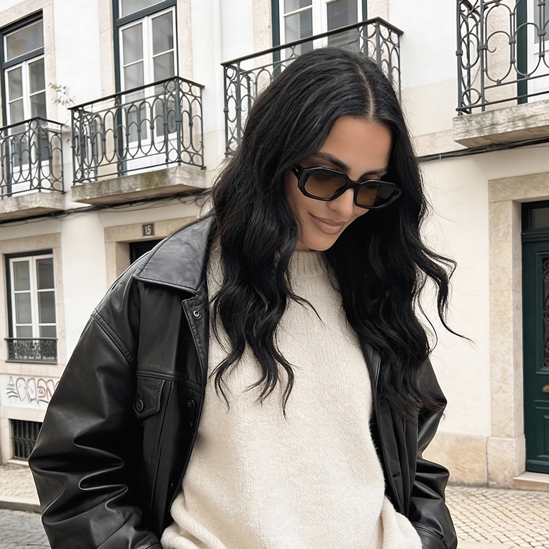 Meller Black Full Rim Geometric left side