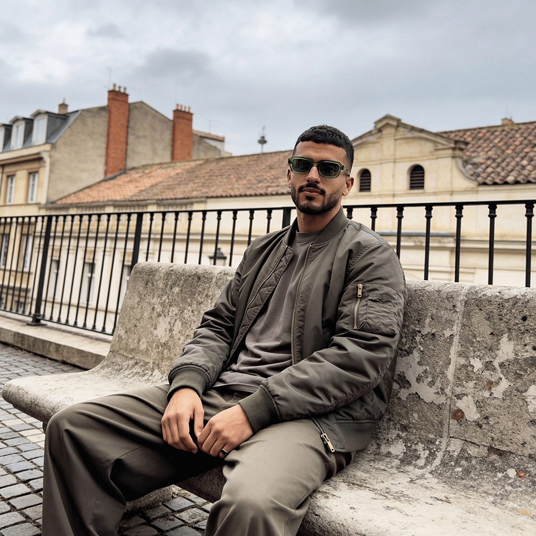 Meller Green Full Rim Rectangle left side