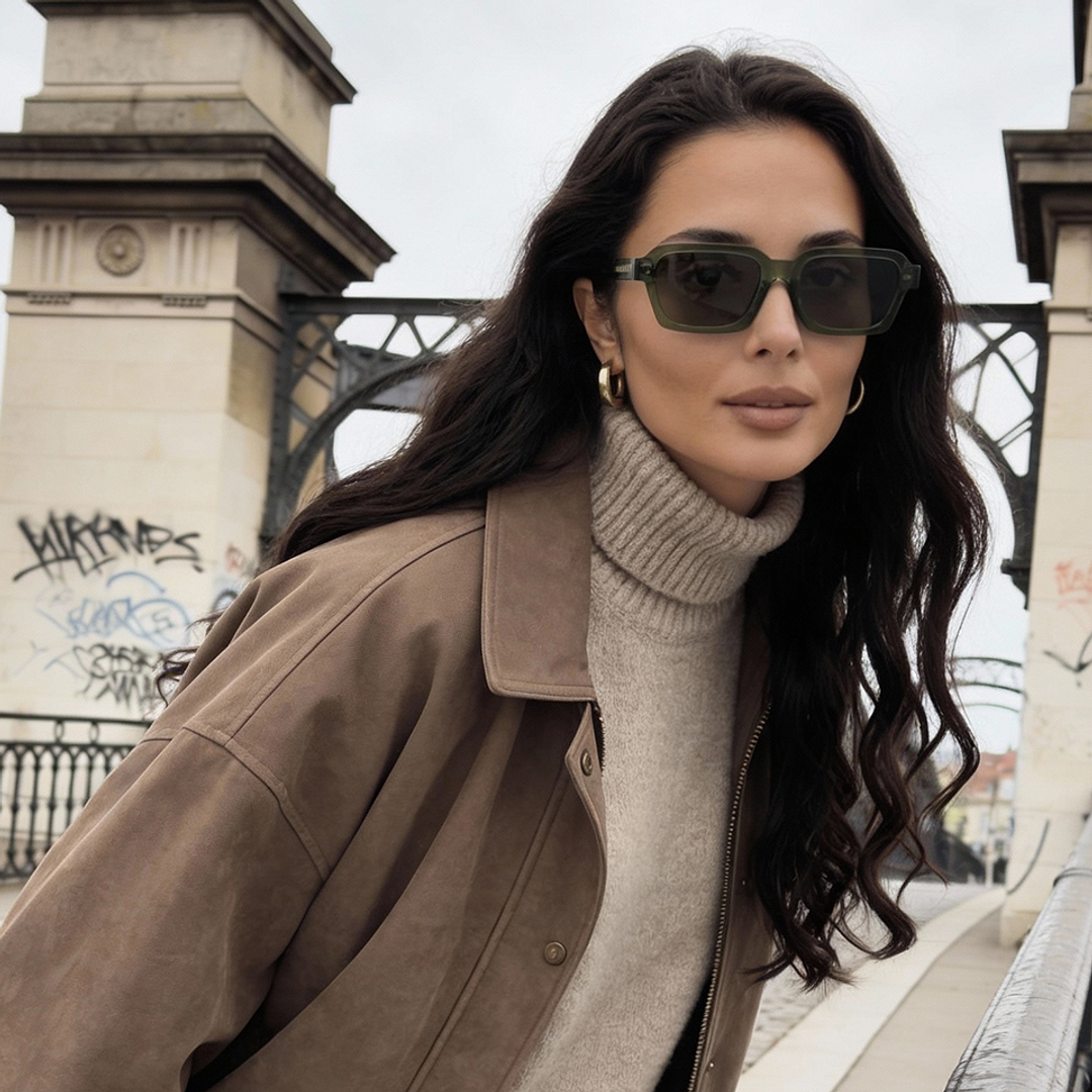 Meller Green Full Rim Rectangle right side