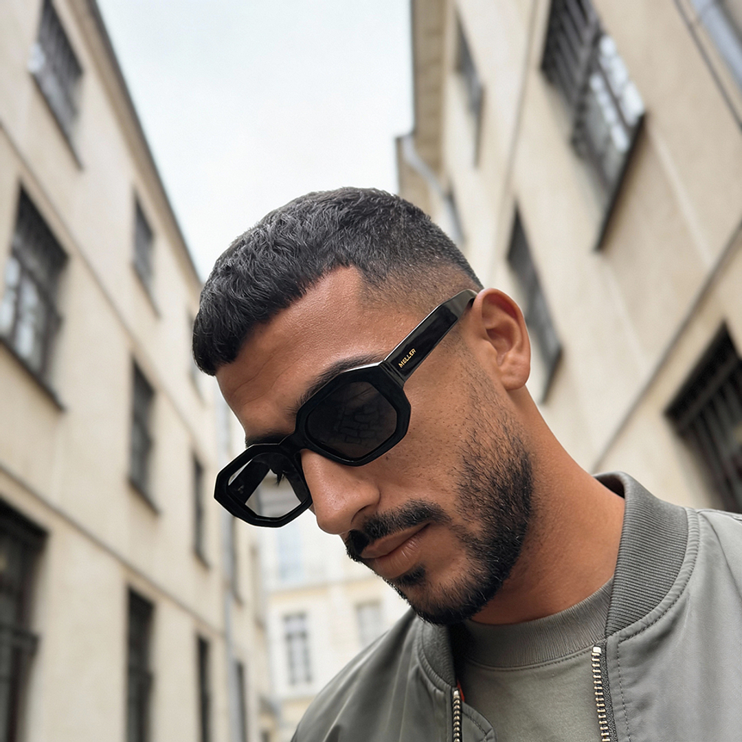 Meller Black Full Rim Geometric left side