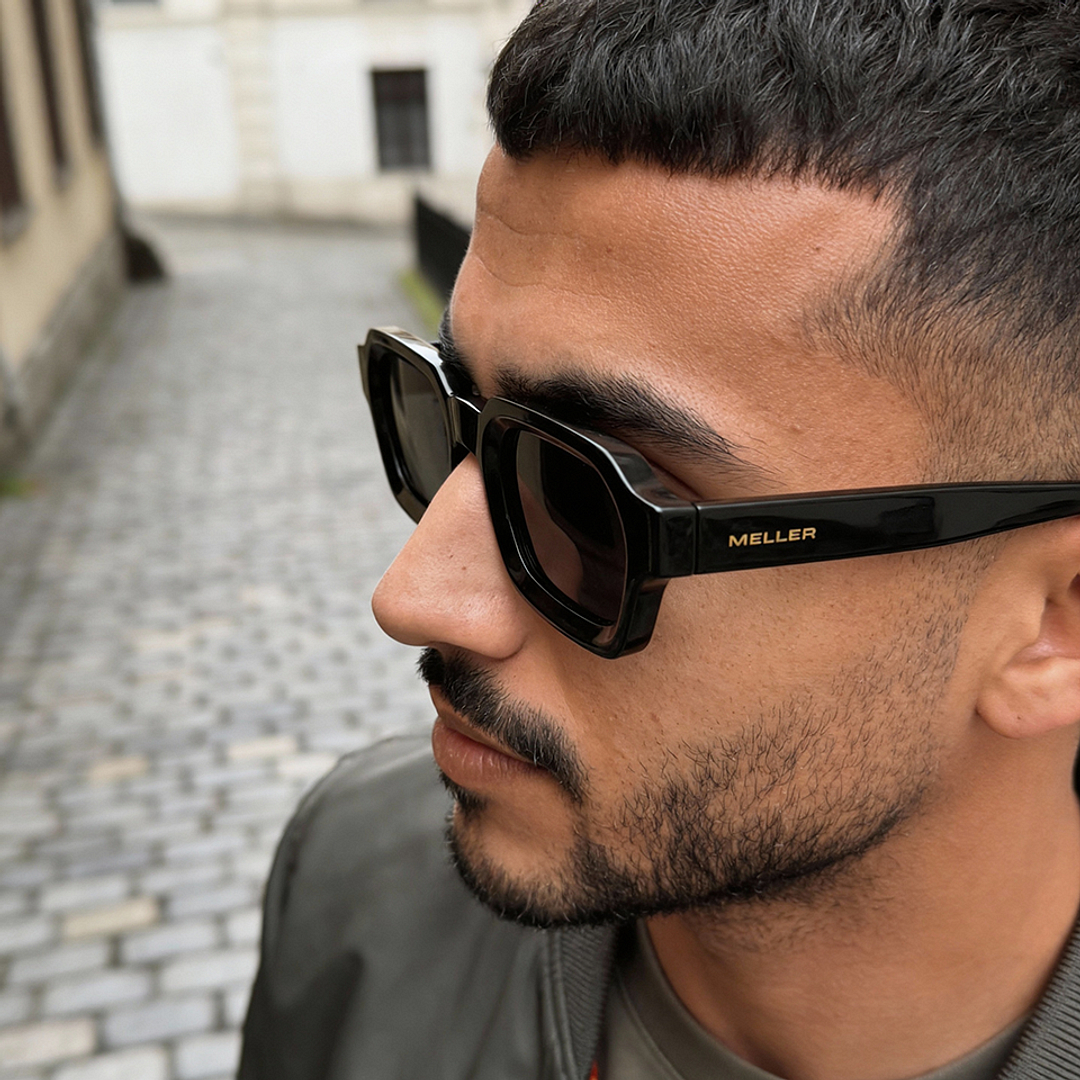 Meller Black Full Rim Geometric left side