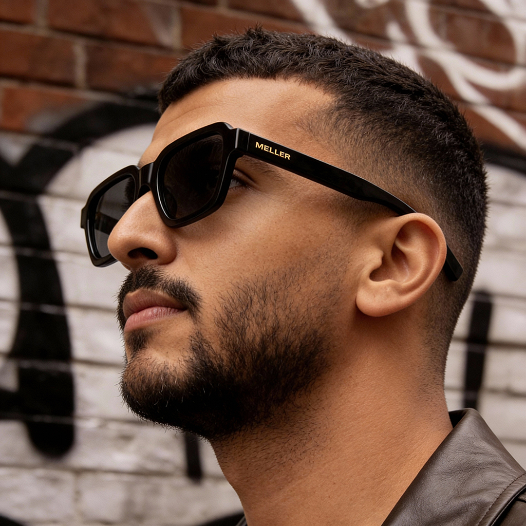 Meller Black Full Rim Rectangle left side