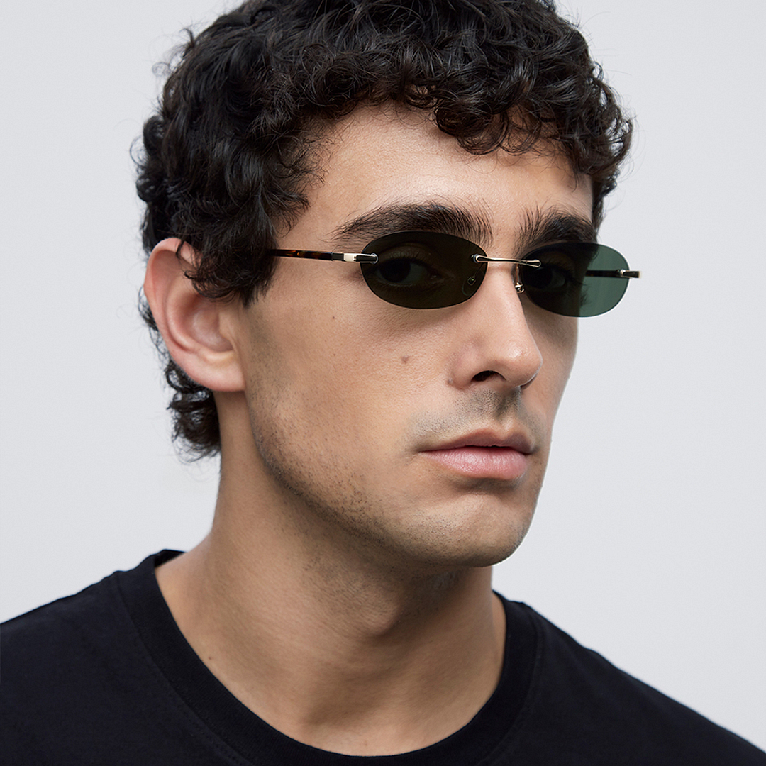 Meller Gold Rimless Oval left side