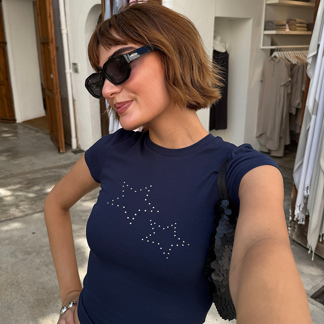 Meller Black Full Rim Geometric left side