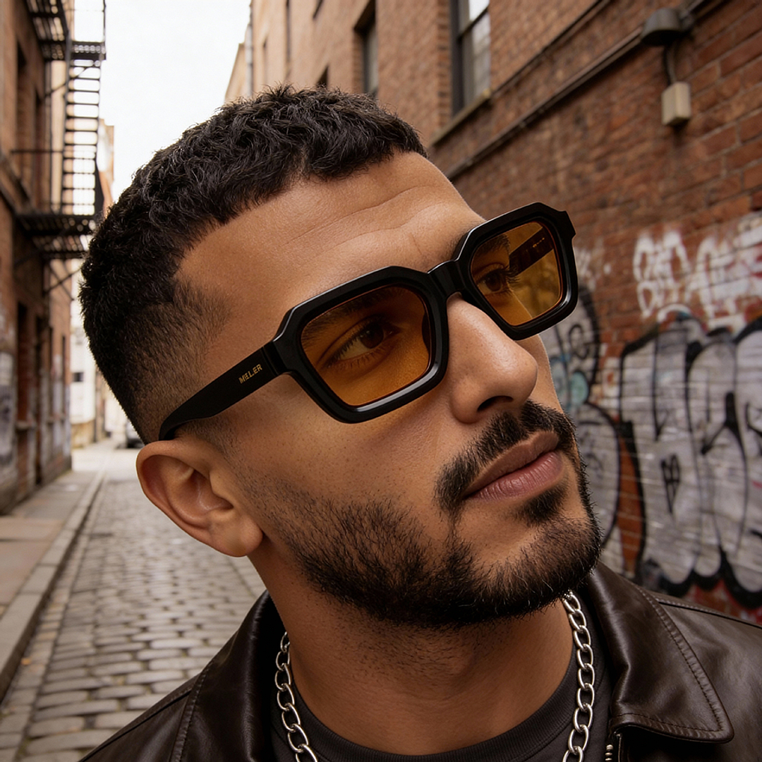 Meller Black Full Rim Geometric left side