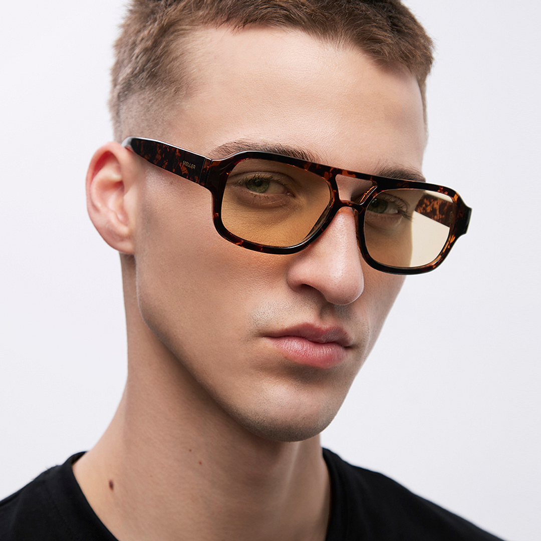 Meller Brown Tortoise Full Rim Rectangle left side