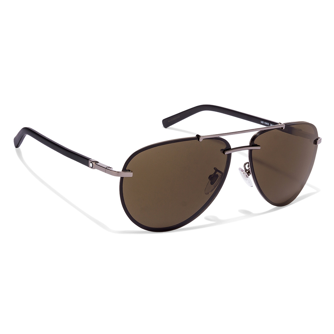 Mont Blanc Mid Gunmetal Full Rim Aviator left side