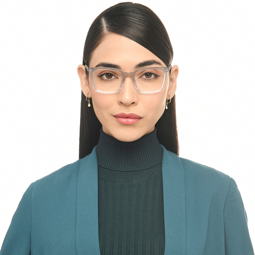 Fossil Gray Transparent Full Rim Square left side