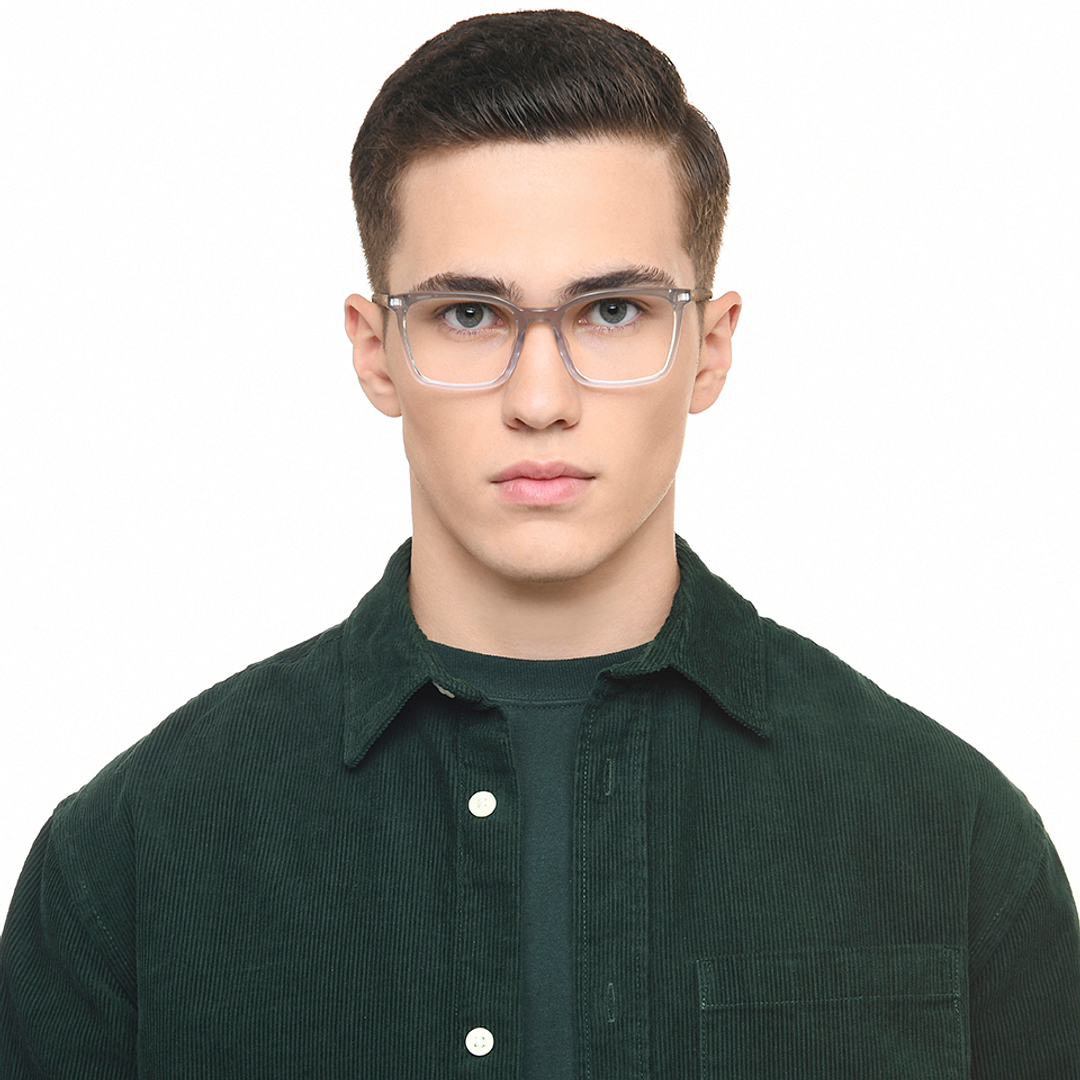 Fossil Gray Transparent Full Rim Square left side