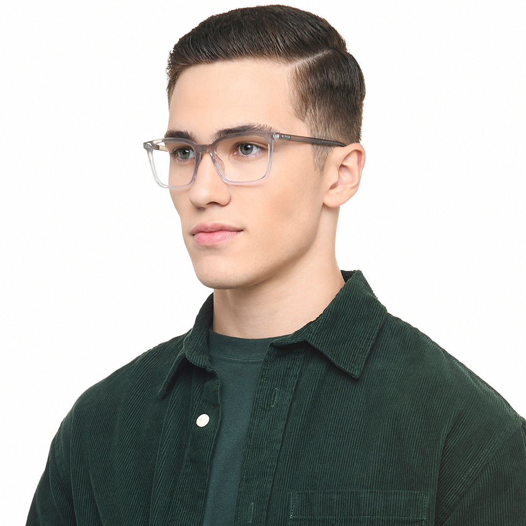 Fossil Gray Transparent Full Rim Square right side