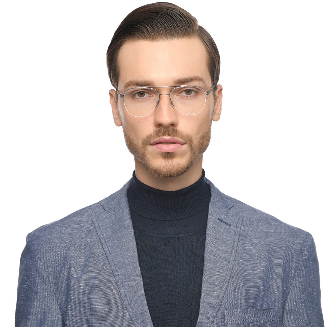 Fossil Mid Gunmetal Half Rim Aviator right side