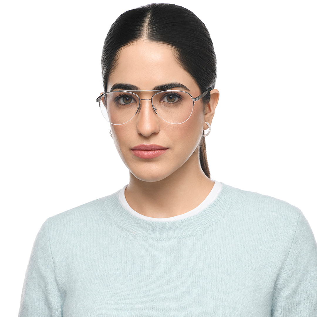 Fossil Mid Gunmetal Half Rim Aviator right side