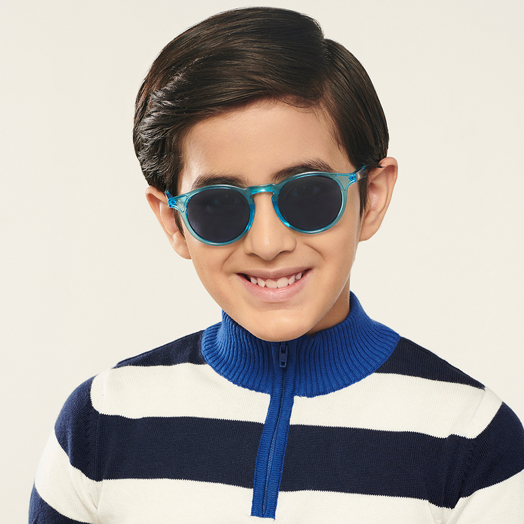 Hooper Blue Transparent Full Rim Round left side