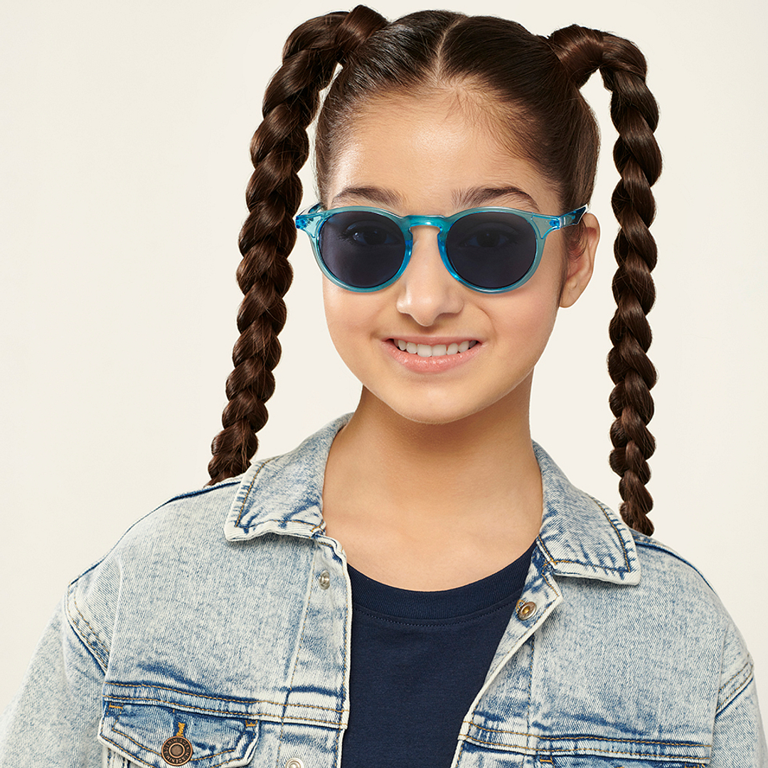 Hooper Blue Transparent Full Rim Round left side