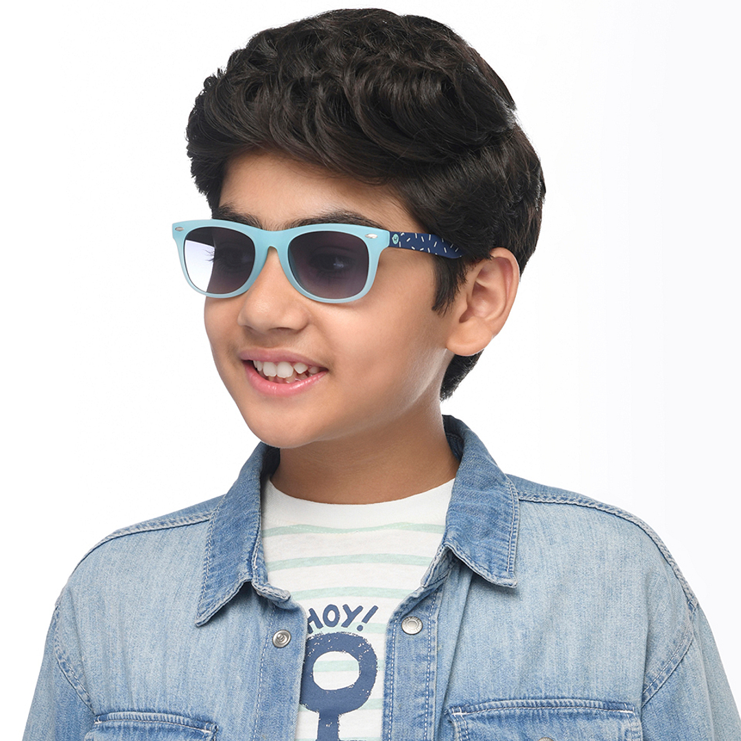 Hooper Sky Blue Full Rim Rectangle left side