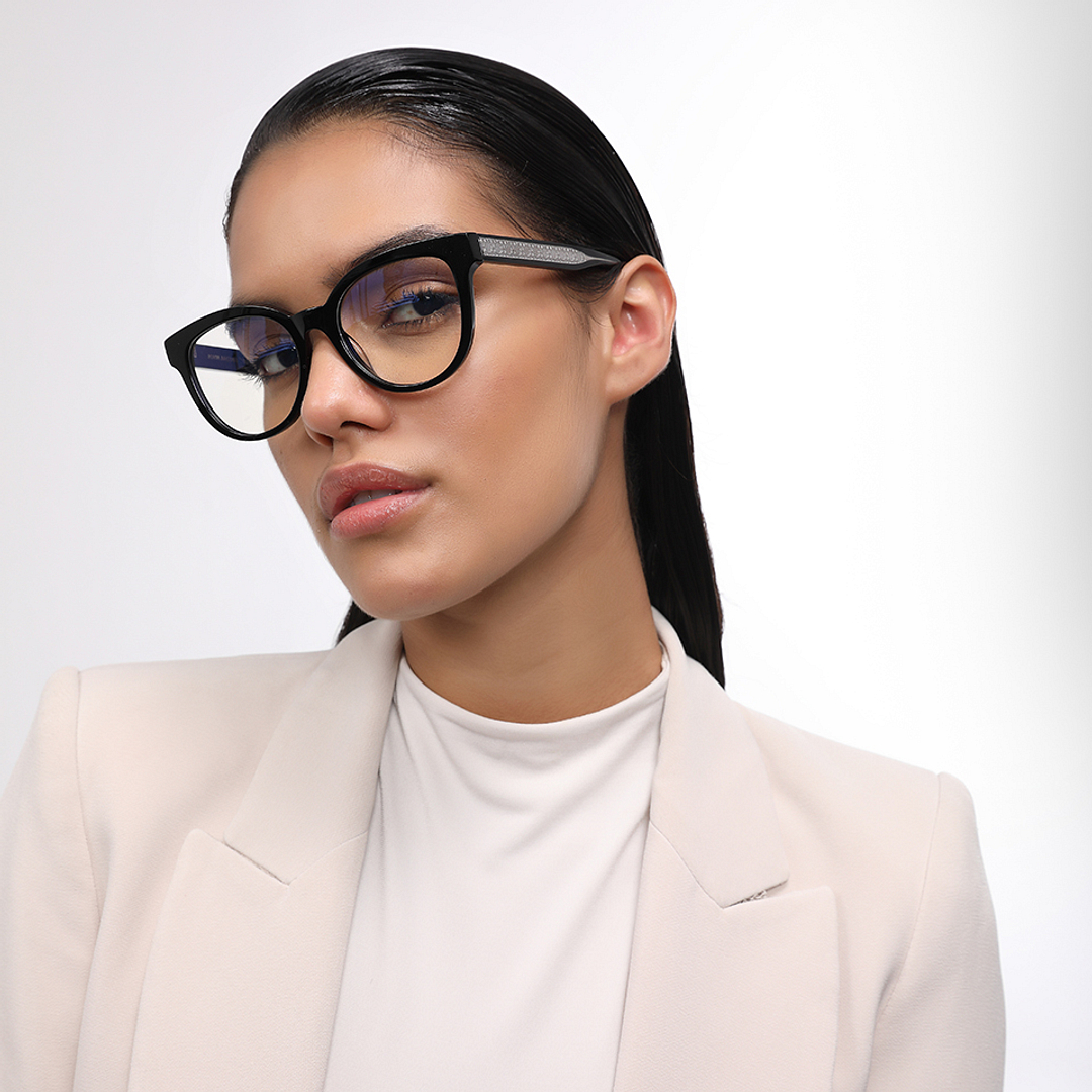 John Jacobs Online Black Full Rim Cat Eye left side