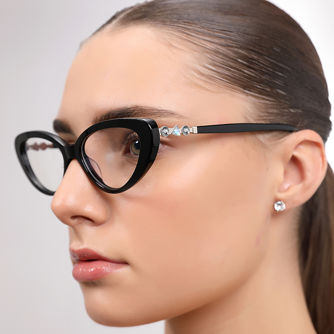 John Jacobs Black Full Rim Cat Eye right side