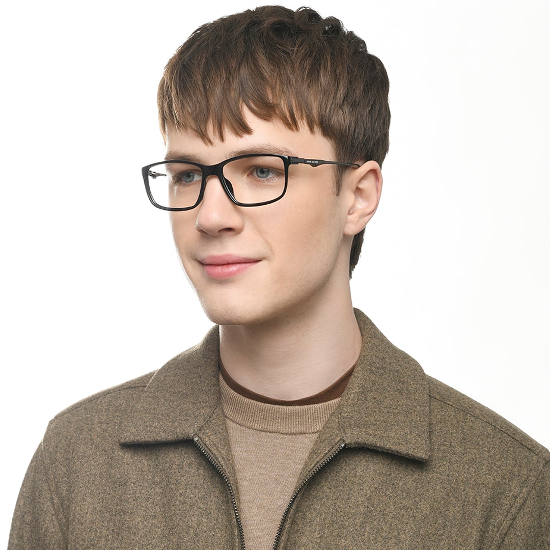 John Jacobs Black Full Rim Rectangle left side