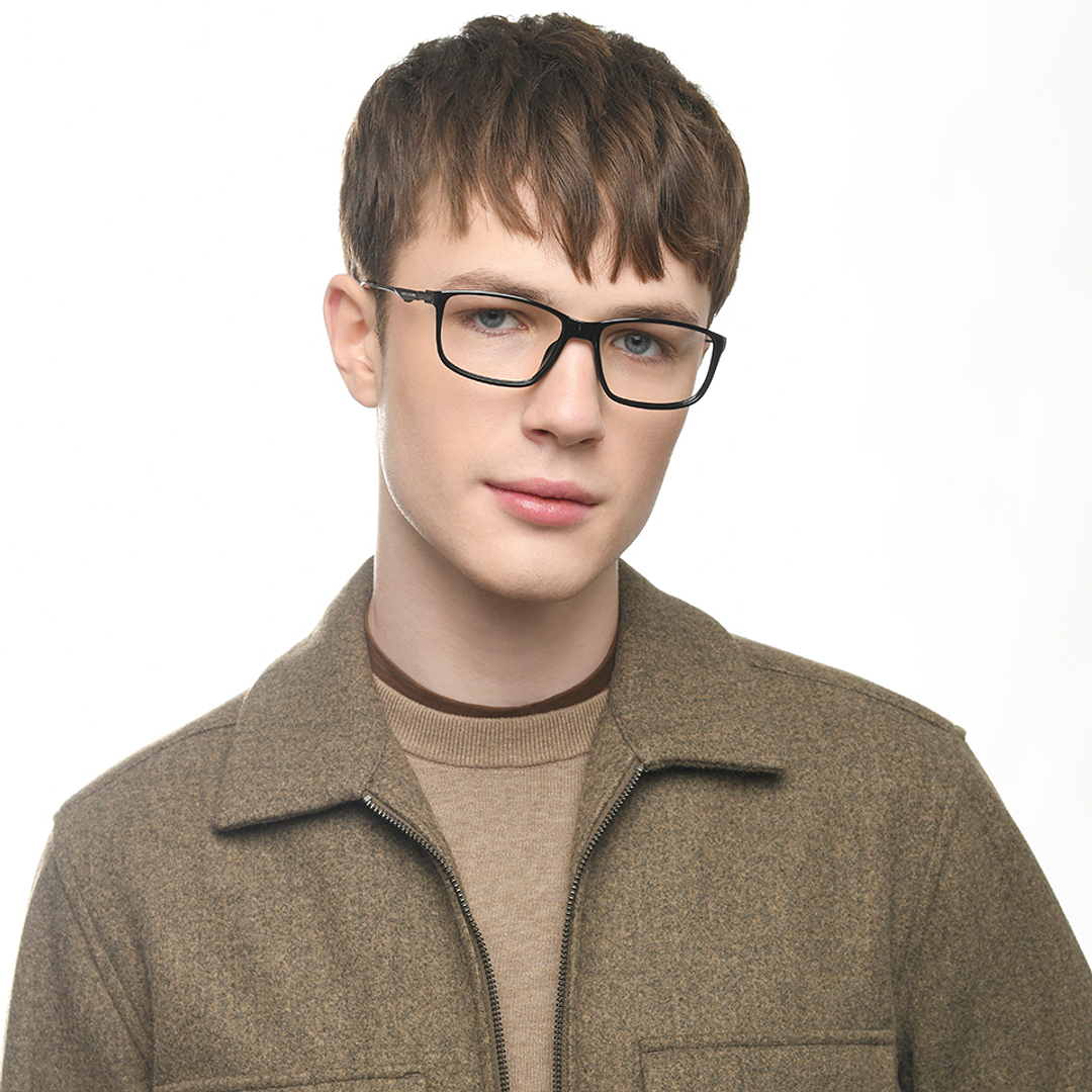 John Jacobs Black Full Rim Rectangle right side