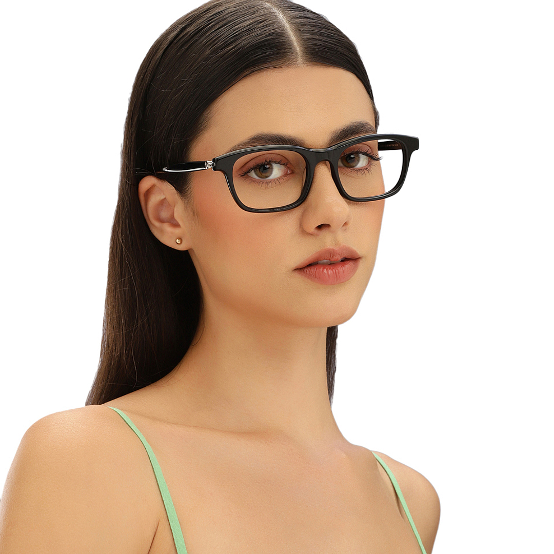 John Jacobs Black Full Rim Rectangle left side