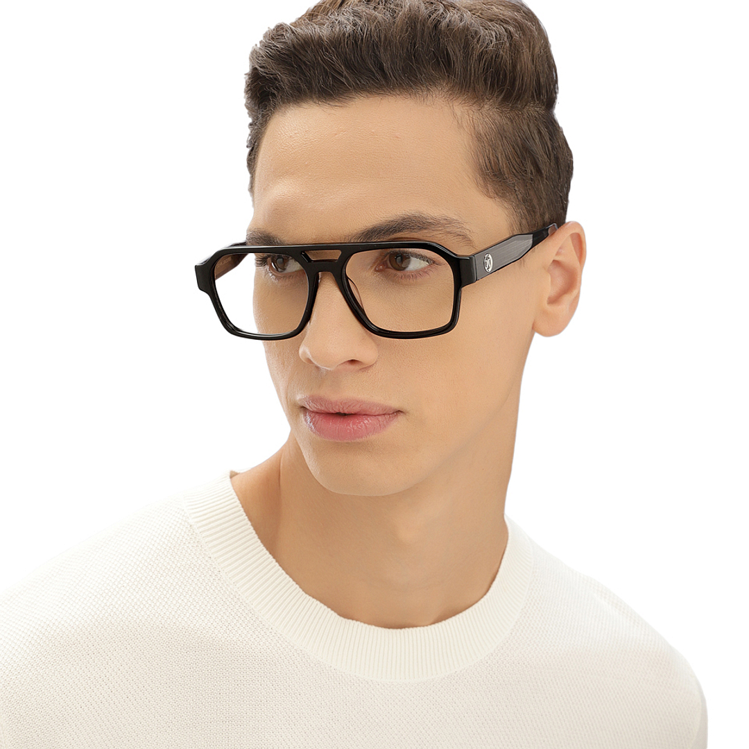 John Jacobs Black Full Rim Aviator left side