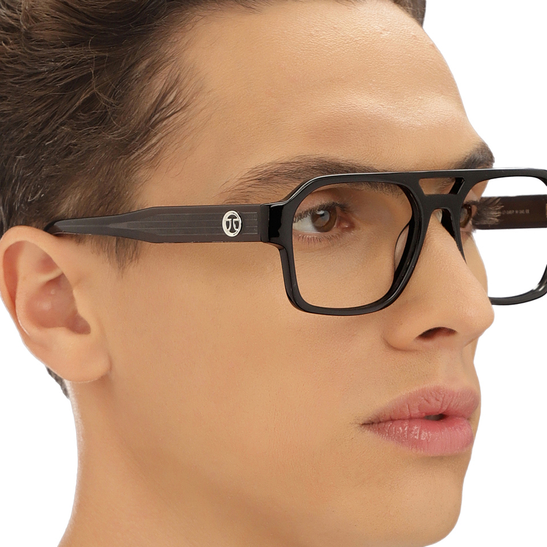 John Jacobs Black Full Rim Aviator right side