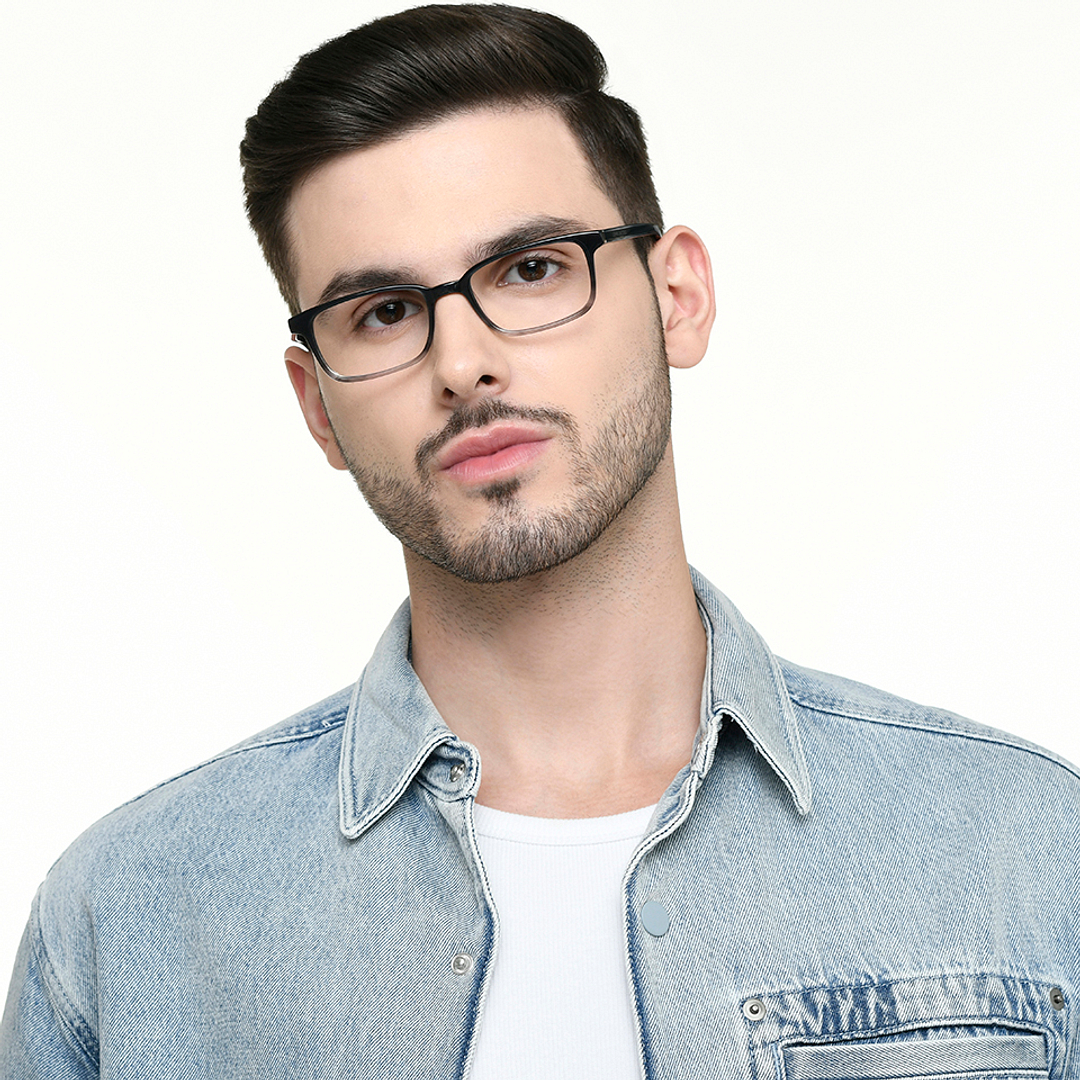 John Jacobs Black Full Rim Rectangle left side