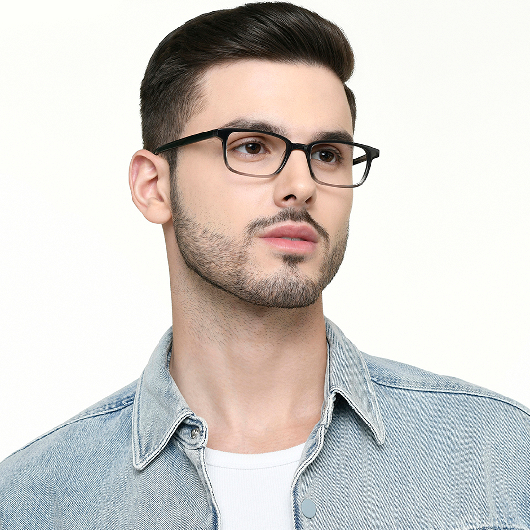 John Jacobs Black Full Rim Rectangle right side