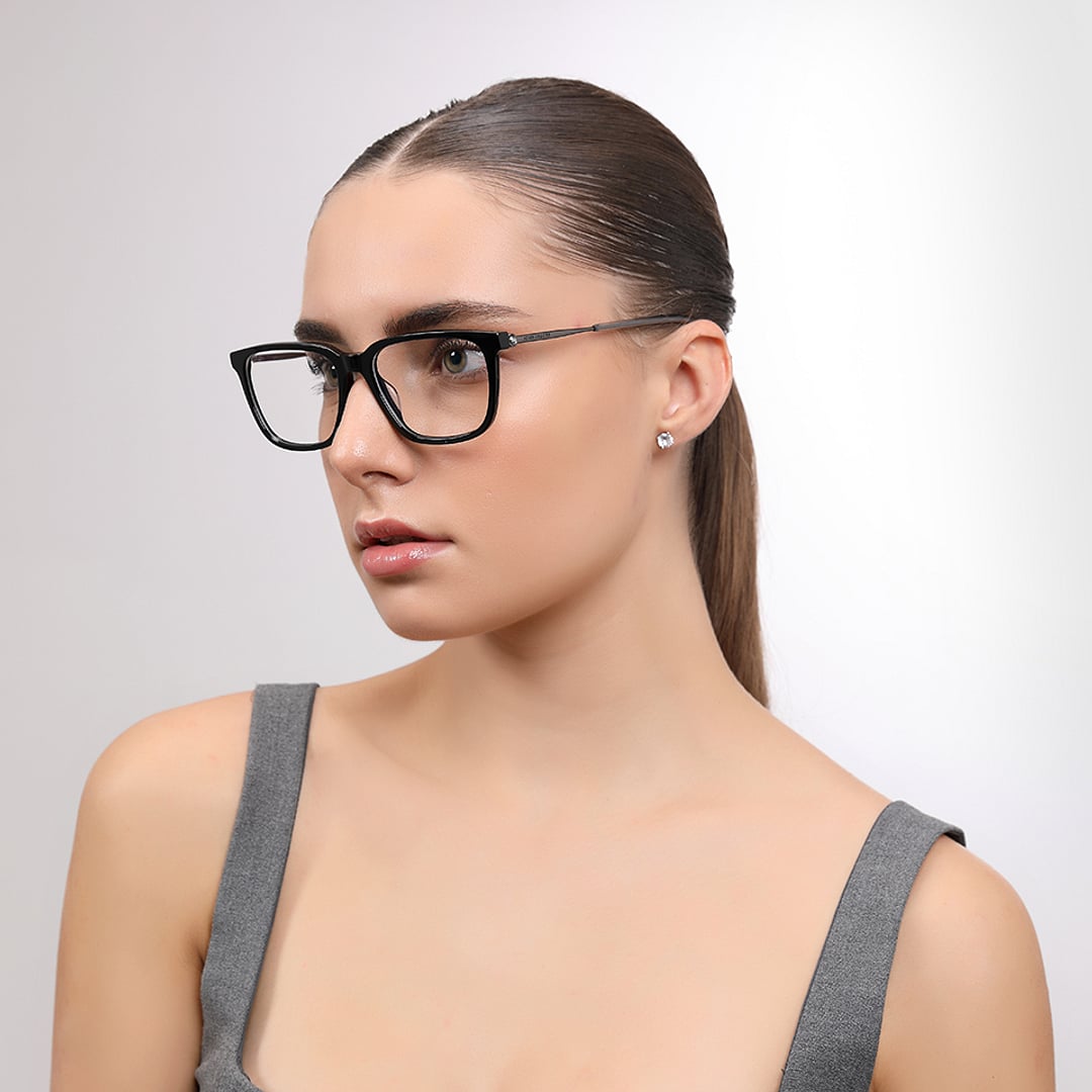 John Jacobs Black Full Rim Cat Eye left side