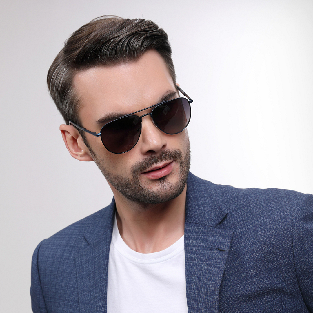 John Jacobs Blue Full Rim Aviator left side