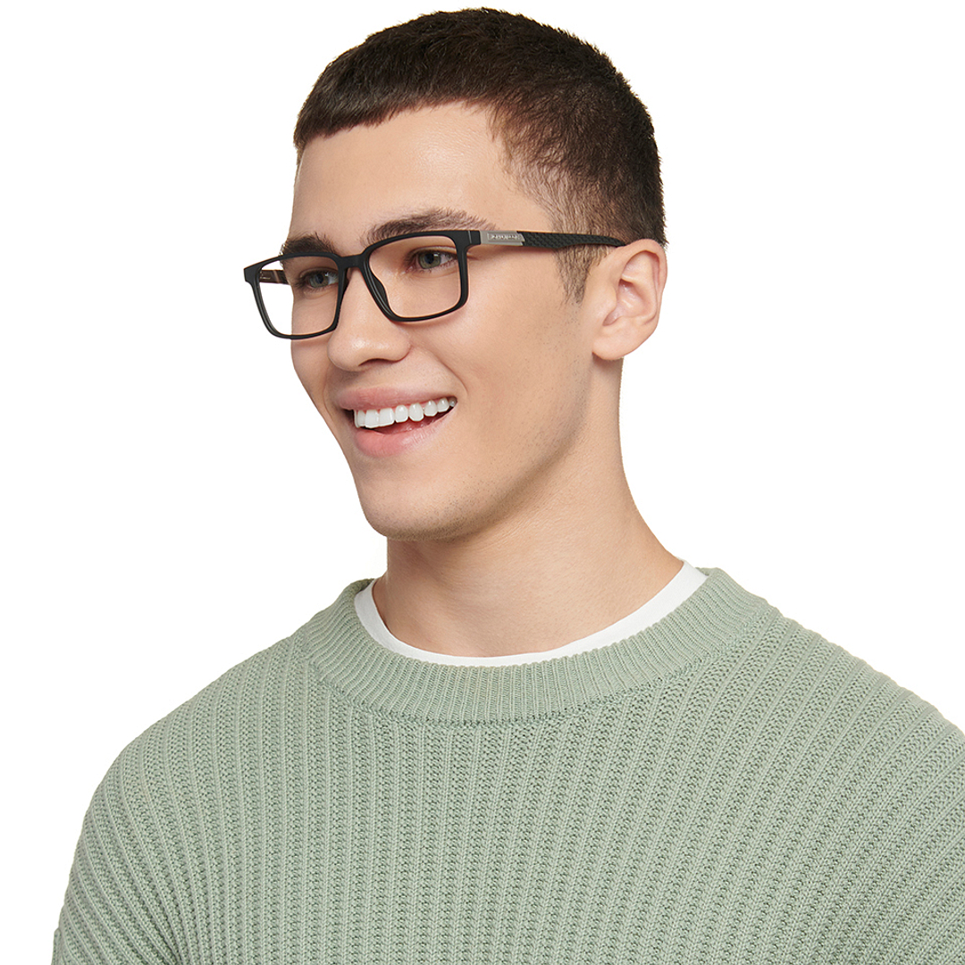 John Jacobs Black Full Rim Rectangle right side