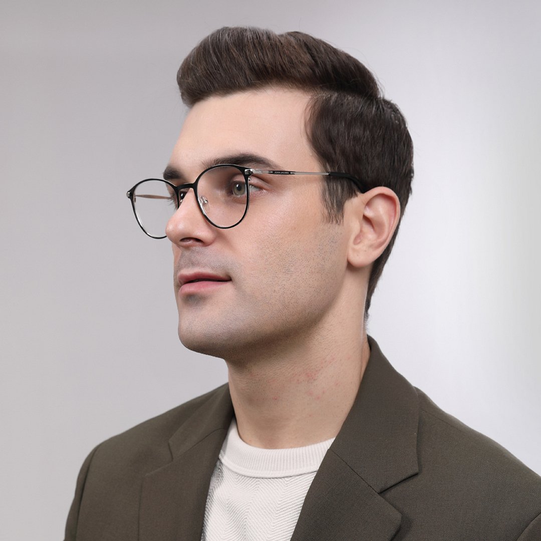 John Jacobs Black Full Rim Round left side