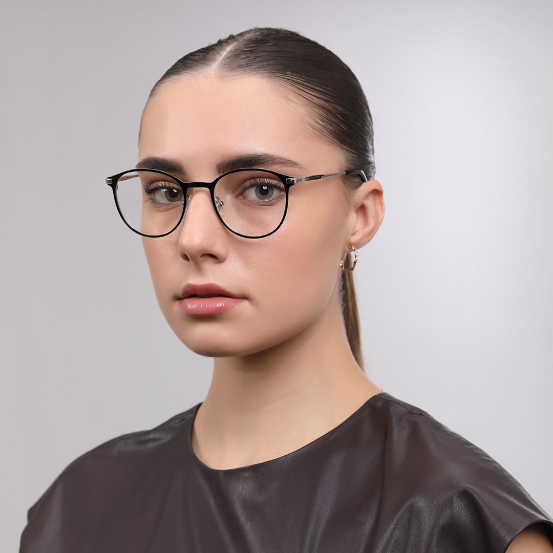 John Jacobs Black Full Rim Round left side