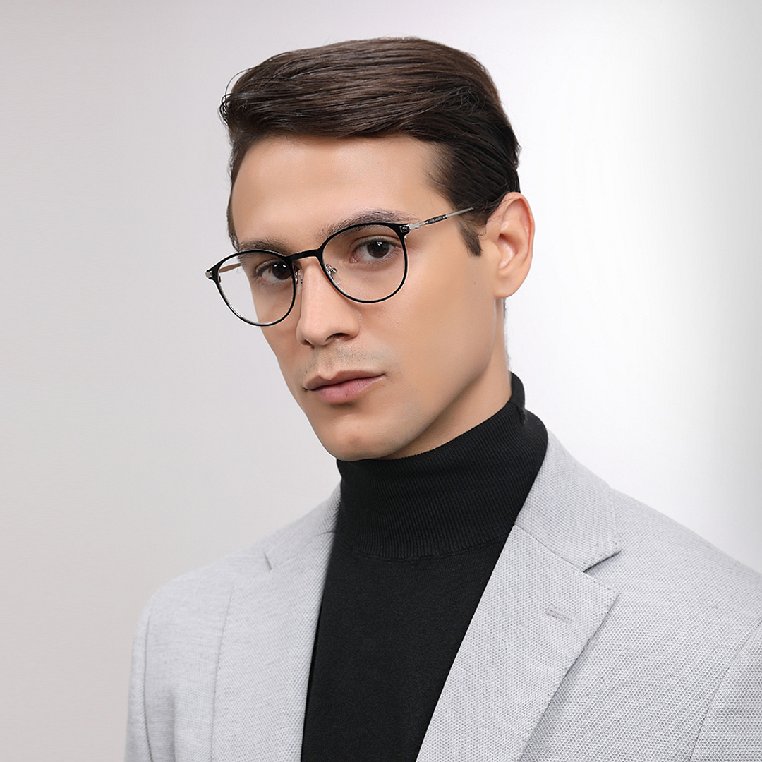 John Jacobs Dark Gunmetal Full Rim Round left side