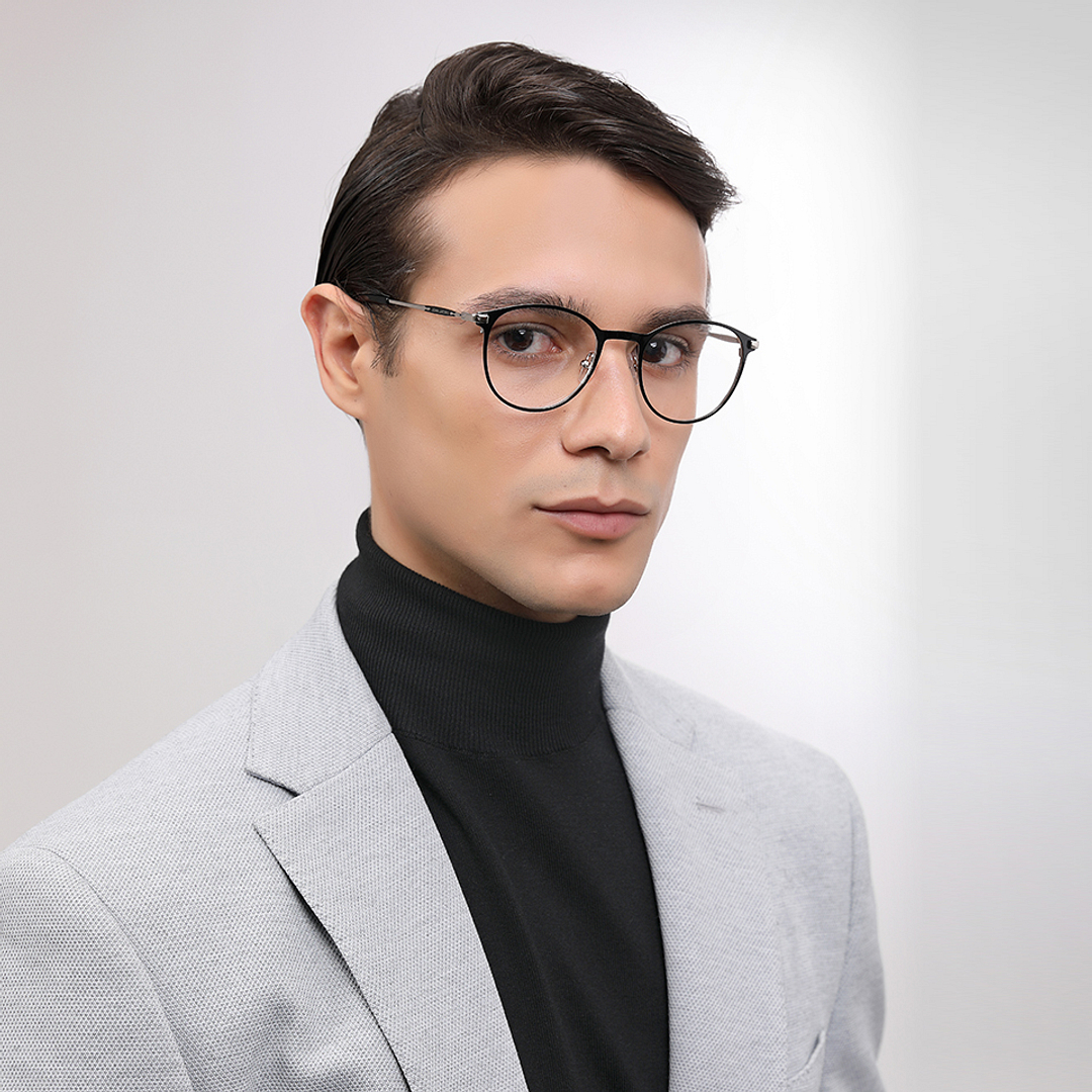 John Jacobs Dark Gunmetal Full Rim Round right side